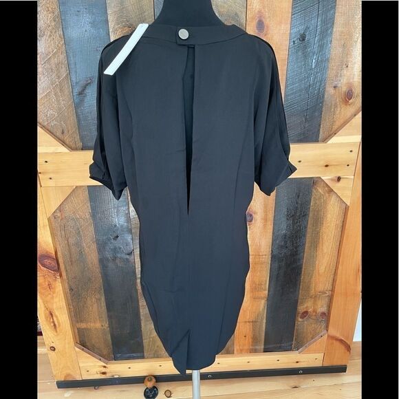 New with tags Line and Dot black mini dolman style dress with silk accents, sz M - Picture 2 of 6